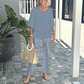 Women’s Printed Pants and Crew Neck Top Set